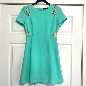 Easter Dress: Turquoise dress with lace cut outs